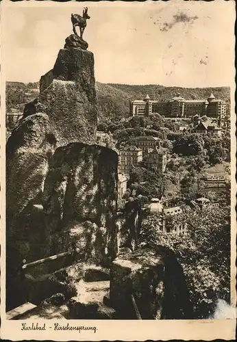 Karlsbad Eger Boehmen Gemsfelsen am Hirschensprung mit Hotel Imperial Kat. Karlovy Vary