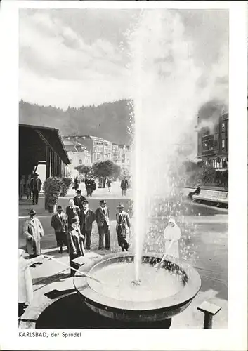 Karlsbad Eger Boehmen Sprudel Brunnen Serie Jahrweiser "Schoenes Sudetenland" Bildkarten Kat. Karlovy Vary