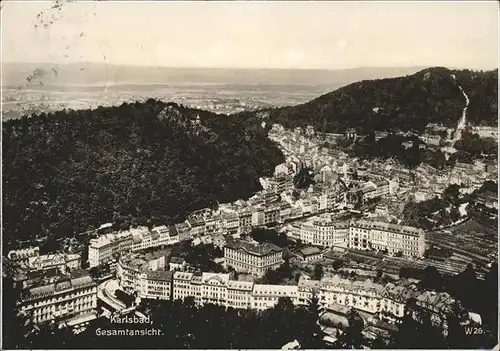 Karlsbad Eger Boehmen Panorama Gesamtansicht Kat. Karlovy Vary