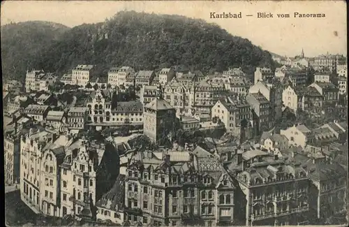 Karlsbad Eger Boehmen Blick vom Cafe Panorama Kat. Karlovy Vary