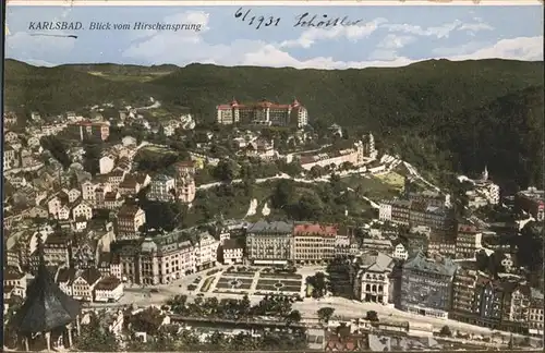 Karlsbad Eger Boehmen Blick vom Hirschensprung Hotel Imperial Kat. Karlovy Vary