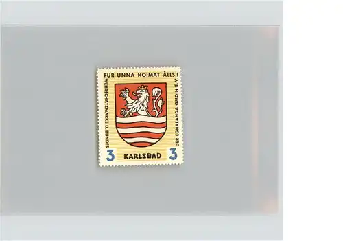 Karlsbad Eger Boehmen Wehrschatzmarke des Bundes Eghalanda Gmoin e.V. Wappen Kat. Karlovy Vary