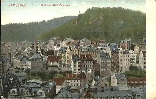 Karlsbad Eger Boehmen Blick vom Cafe Panorama Kat. Karlovy Vary