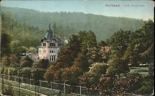 Karlsbad Eger Boehmen Cafe Kaiserpark Auszug aus einem Buch Kat. Karlovy Vary