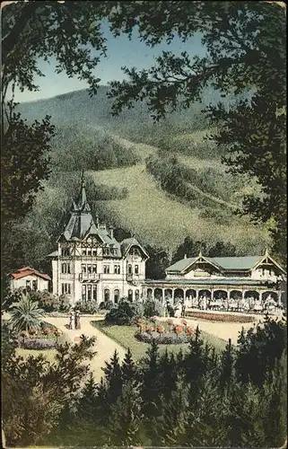 Karlsbad Eger Boehmen Blick auf Cafe Kaiserpark Kat. Karlovy Vary