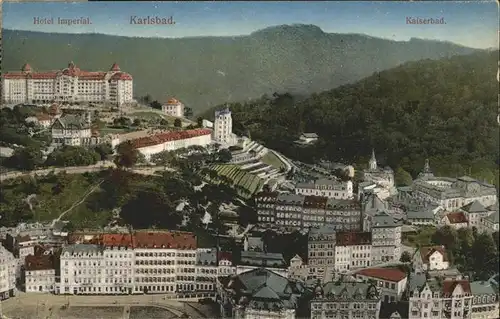 Karlsbad Eger Boehmen Teilansicht mit Hotel Imperial und Kaiserbad Kat. Karlovy Vary