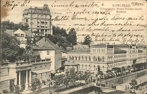 Karlsbad Eger Boehmen Felsenquelle Franz Josephs Quelle Kurhaus Kat. Karlovy Vary