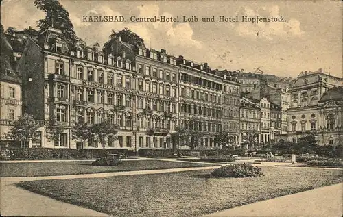 Karlsbad Eger Boehmen Central Hotel Loib und Hotel Hopfenstock Kat. Karlovy Vary