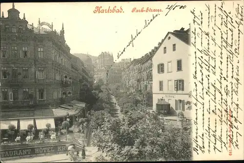 Karlsbad Eger Boehmen Parkstrasse Hotel Restaurant Kat. Karlovy Vary