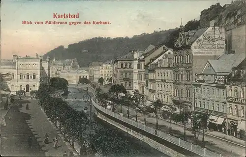 Karlsbad Eger Boehmen Blick vom Muehlbrunn gegen das Kurhaus Kat. Karlovy Vary