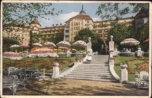 Karlsbad Eger Boehmen Grand Hotel Imperial Gartenterrasse Kat. Karlovy Vary