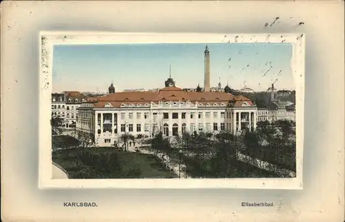 Karlsbad Eger Boehmen Elisabethbad handkolorierte Kuenstlerkarte Kat. Karlovy Vary