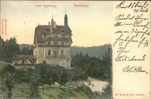 Karlsbad Eger Boehmen Cafe Jaegerhaus Kat. Karlovy Vary