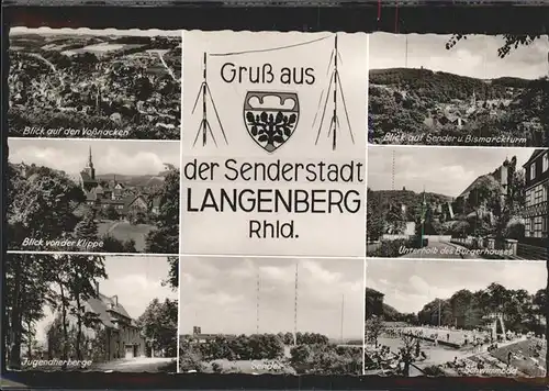 Langenberg Rheinland Jugendherberge Schwimmbad Sender Bismarckturm Kat. Velbert