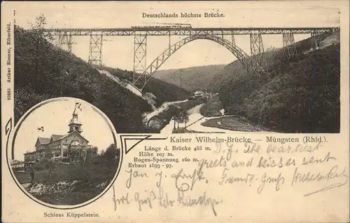 Muengsten Kaiser Wilhelm Bruecke Schloss Kueppelstein Kat. Remscheid