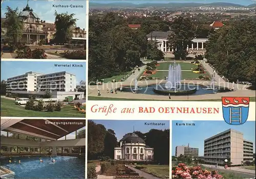 Bad Oeynhausen Kurhaus Casino Kurpark mit Leuchtfontaene Werretal Klinik Kurtheater und Kurklinik Kat. Bad Oeynhausen