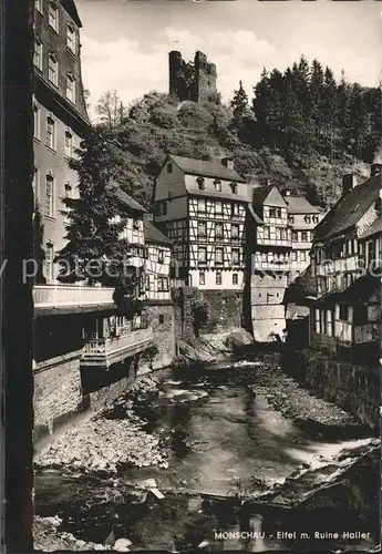 Monschau Rur Fachwerkhaeuser Ruine Haller Kat. Monschau