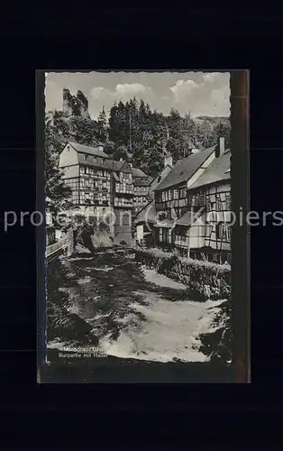 Monschau Rurpartie Fachwerkhaeuser Ruine Haller Kat. Monschau