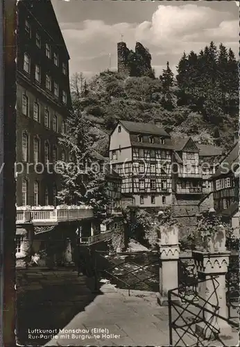 Monschau Rurpartie Fachwerkhaeuser Ruine Haller Kat. Monschau