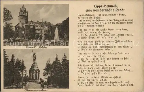 dg22903 Hermannsdenkmal Schloss Hermannsdenkmal Gedicht Kategorie. Detmold Alte Ansichtskarten