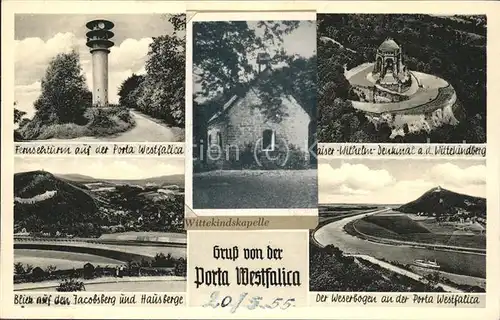 Porta Westfalica Fernsehturm Wittekindskapelle Kaiser Wilhelm Denkmal Jacobsberg Weserbogen Kat. Porta Westfalica