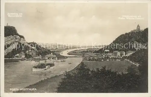 Porta Westfalica Wittekindsberg Haengebruecke Jakobsberg Weserlauf Wittekindsquelle Bismarcksaeule Kaiser Wilhelm Denkmal Kat. Porta Westfalica