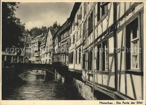 Monschau Rurpartie Alte Fachwerkhaeuser Kat. Monschau