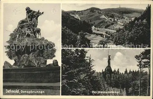 dg23266 Hermannsdenkmal Donopbrunnen Hermannsdenkmal Lippische Schweiz Kategorie. Detmold Alte Ansichtskarten