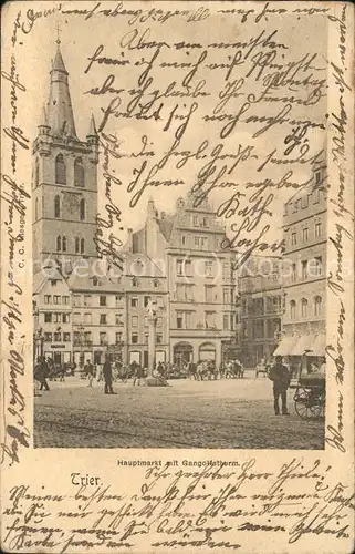 Trier Hauptmarkt mit Gangolfturm Kat. Trier