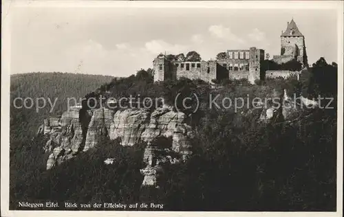 Nideggen Eifel Blick von Effelsley auf Burg Kat. Nideggen