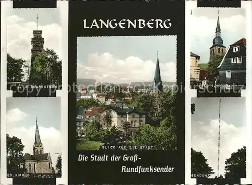 dg23988 Langenberg Rheinland Bismarckturm Sendemast Kirche Kategorie. Velbert Alte Ansichtskarten