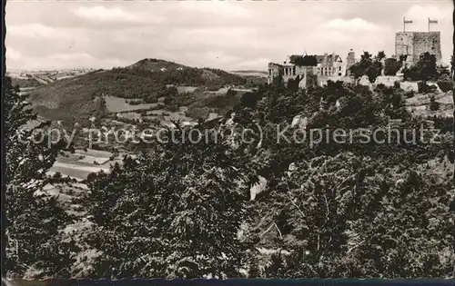 Nideggen Eifel Burg Blick von Haus Hortensia Kat. Nideggen