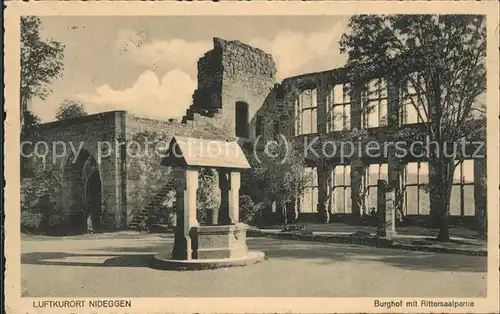 Nideggen Eifel Burghof mit Rittersaalpartie Brunnen Kat. Nideggen