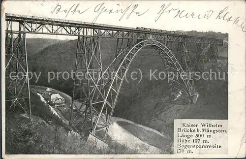 Muengsten Kaiser Wilhelm Bruecke Wupper Eisenbahn Kat. Remscheid