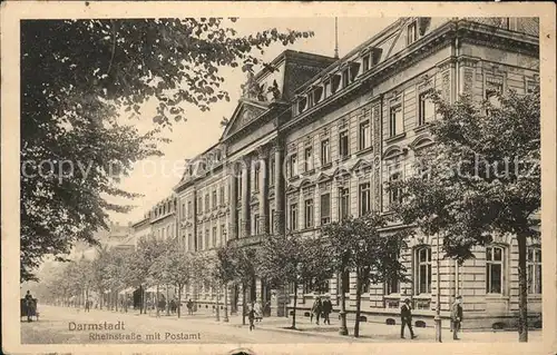 Darmstadt Rheinstrasse mit Postamt Kat. Darmstadt