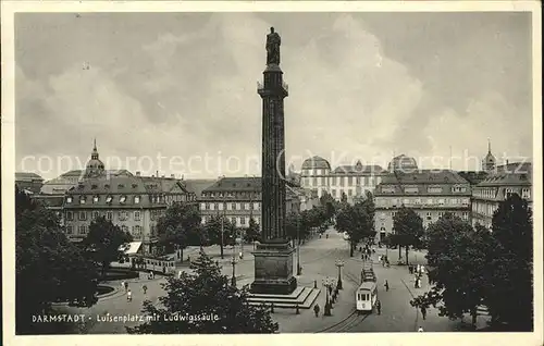 Darmstadt Luisenplatz mit Ludwigssaeule Kat. Darmstadt