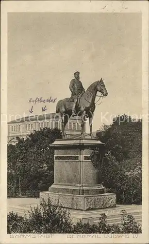 Darmstadt Hoftheater Denkmal Ludwig der 4. Kat. Darmstadt