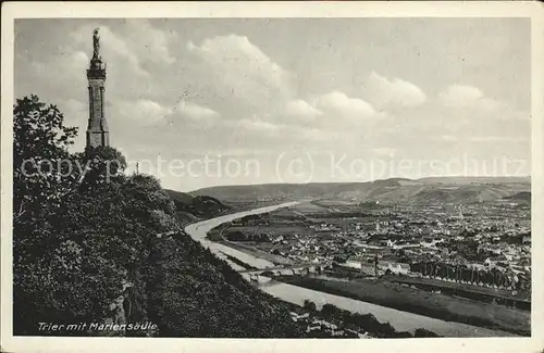 Trier Moselpanorama mit Mariensaeule Kat. Trier