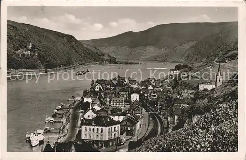 Assmannshausen Rheinpanorama mit Schloss Rheinstein / Ruedesheim am Rhein /