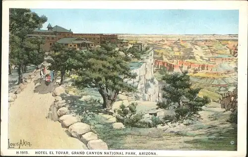 Grand Canyon Hotel El Tovar Painting by Louis Akin Kat. Grand Canyon