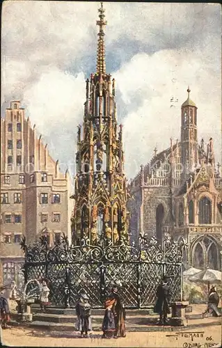 Nuernberg Kuenstlerkarte Poermann Brunnen Frauenkirche Kat. Nuernberg