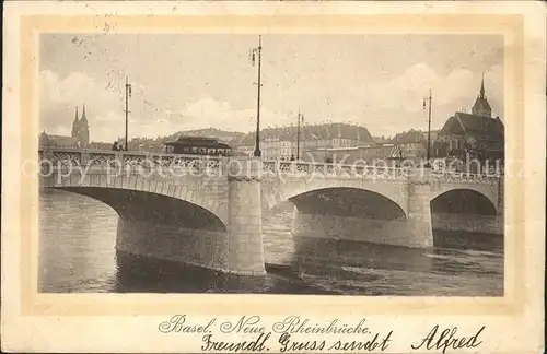 Basel BS Neue Rheinbruecke Strassenbahn Tram Kat. Basel