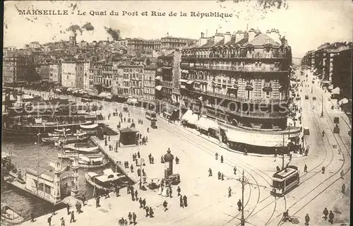 Marseille Quai Port et Rue de la Republique Strassenbahn Kat. Marseille