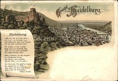 Heidelberg Neckar William Schueff Spruch Kat. Heidelberg