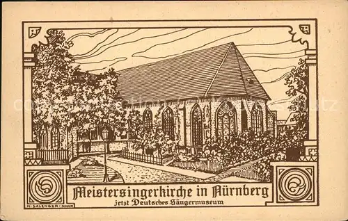 Nuernberg Meistersingerkirche Deutsches Saengermuseum Zeichnung Kat. Nuernberg