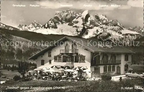 Mittenwald Bayern Cafe Restaurant Pension "Tonihof" in Brunnental Kat. Mittenwald