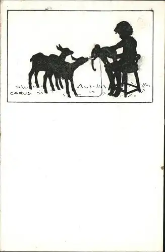 Scherenschnitt Schattenbildkarte Carus Kind Esel Scherenschnitt / Besonderheiten /
