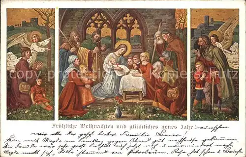 Schiestl M Nr. 228 Anbetung der Hirten Jesus Engel Kat. Kuenstlerkarte
