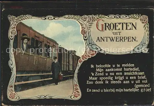 Eisenbahn Antwerpen Abschied Koffer Bahnhof Kat. Eisenbahn
