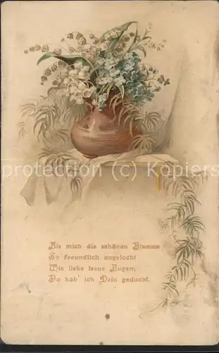 Maigloeckchen Vase Spruch Feldpost Kat. Pflanzen
